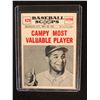 Image 1 : 1961 NU-CARD SCOOPS #429 CAMPY MOST VALUABLE PLAYER