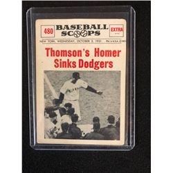 1961 NU-CARD SCOOPS #480 THOMSON'S HOMER SINKS DODGERS