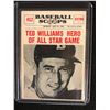 Image 1 : 1961 NU-CARD SCOOPS #452 TED WILLIAMS HERO OF ALL STAR GAME