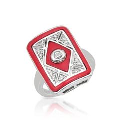 14KT White Gold 1.12ctw Coral and Diamond Ring