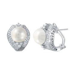 14KT White Gold 17.96ctw Pearl and Diamond Earrings