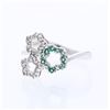 Image 1 : 14KT White Gold Emerald and Diamond Ring