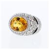 Image 1 : 14KT White Gold 7.01ct Citrine and Diamond Ring