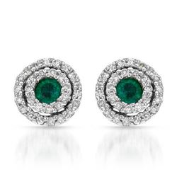 14KT White Gold 0.24ctw Emerald and Diamond Earrings