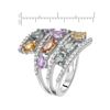 Image 2 : 18KT White Gold 4.09ctw Multi Color Sapphire and Diamond Ring