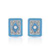 Image 1 : 14KT White Gold 1.17ctw Turquoise and Diamond Earrings