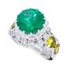 Image 3 : 14KT White Gold Emerald and Diamond Ring