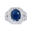 Image 1 : 14KT White Gold Blue Sapphire and Diamond Ring