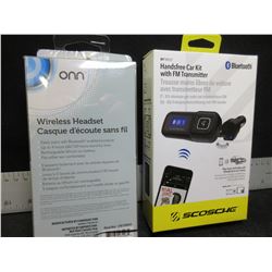 New Wireless Headset & Bluetooth Handsfree Car Kit