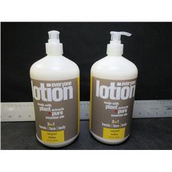 2  New everyone Lotion coconut + lemon 32floz each - 3 in 1 hand/face/body