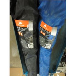 2 Ozark Trail folding arm chairs / great for camping / 1 blue 1 black