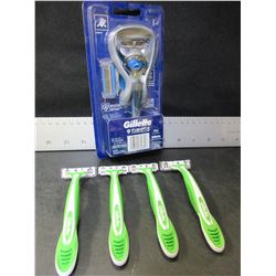 New Gillette Fusion Proshield 5 Razor with 2 refills  & 4 Gillette disposable