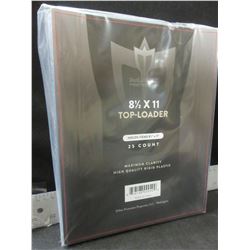 New 25 count 8 1/2 x 11 top-loader rigid clear plastic sleeves