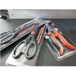 2 Pair Magic Kitchen Shears & 1 pair stainless industrial scissors