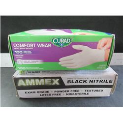 1 Box Nitril black professional Gloves XL  & 1 box Curad Latex Exam / XL