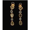 Image 2 : EARRINGS:  [1 pair] 14 karat yellow and white gold earrings set with round, kite and pear shape rose