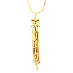 NECKLACE:  [1] 18 karat yellow gold rectangular link chain necklace by Cartier,  30 1/4s; and [1] 18