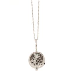 NECKLACE:  [1] 18 karat white gold chain necklace by Cartier with 8 bezel set round diamonds, approx
