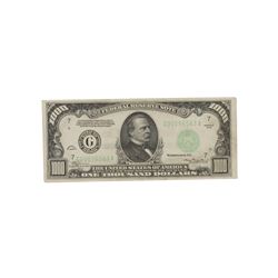 PAPER CURRENCY: 1934 U.S. $1000 bill; Serial Number G00096563A.