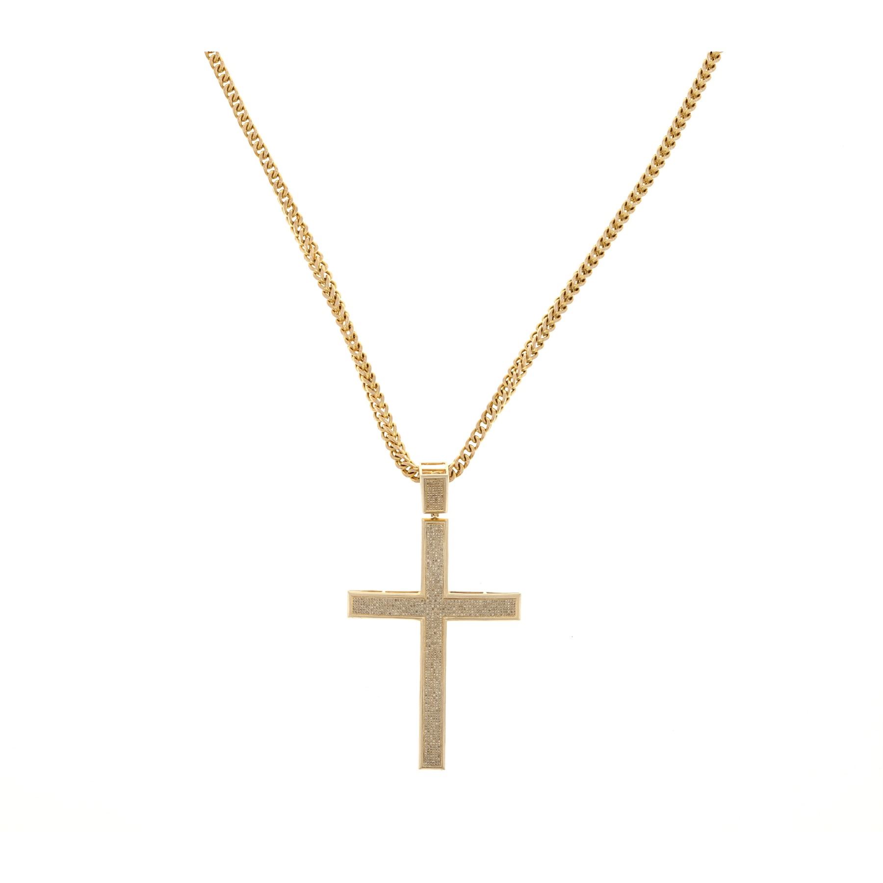 NECKLACE: [1] 10KYG with rhodium plated accents Franco chain necklace ...