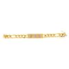 Image 2 : BRACELET: [1] 14 karat yellow gold Figaro chain ID bracelet with the initials FBA set with 33 round 