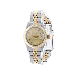 WATCH: [1] Stainless steel and 18 karat yellow gold ladies Rolex Oyster Perpetual Datejust watch wit
