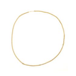 CHAIN: [1] 10k yellow and white gold square curb chain, 40 inches long, 5.62mm diameter, lobster cla