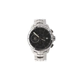 WATCH: [1] Stainless steel gents Tag Heuer Link Automatic Chronograph watch with a black dial; model