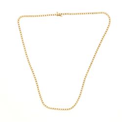 NECKLACE: [1] 10KYG  necklace, set with 151 rbc diamonds, 12 cts. TWA., SI2/K, 21 inch, 3.5mm, hidde