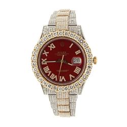 WATCH: [1] Man's S/steel Rolex Oyster Perpetual Date-just watch,  after market Red diamond dial  and