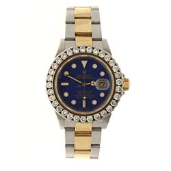 WATCH: [1] Man's S/Steel & 18KYG Rolex Oyster Perpetual Submariner, blue dial dot markers, non Rolex