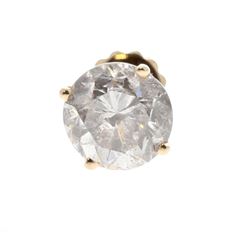 EARRING: [1] 14KYG 1 earring, post/screw bk., 1 rbc diamond 1.50 cts. TWA., I2/J, 1.0 grams.