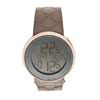 Image 1 : WATCH: [1] Gucci watch, digital movement, bronze tone case, 2 button on side, brown strap, serial #1