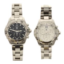 WATCH: [1] Man's S/Steel  Tag Heuer watch, 43.0mm case, rotating bezel, date @ 12, white dial w/stic