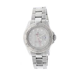 WATCH: [1] S/Steel Man's Rolex Oyster Perpetual Yachtmaster, silver dial, white markers, Plat. rotat