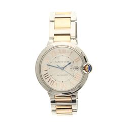 WATCH: [1] Man's S/Steel & Rose Gold Cartier Ballon Bleu Date watch, ivory dial, roman numerals, jew