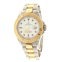 WATCH: [1] Man's S/Steel & 18KYG Rolex Oyster Perpetual Yachtmaster Date watch, white dial dot marke