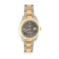 WATCH: [1] Man's S/Steel & 18KYG Rolex Oyster Perpetual DateJust II watch, slate dial, roman numeral
