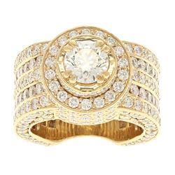 RING: [1] 14 karat yellow gold ring set with 253 round diamonds, approx. 6.33 carats total weight, G
