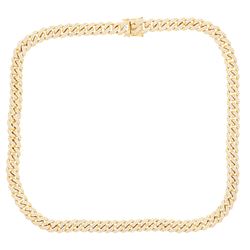 NECKLACE: [1] 14 karat yellow gold Cuban link chain necklace set with 774 round diamonds, approx. 15