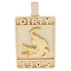 PENDANT:  [1] 14 karat yellow gold 'DIRTY 130's' alligator pendant set with round diamonds, approx. 