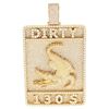 Image 1 : PENDANT:  [1] 14 karat yellow gold 'DIRTY 130's' alligator pendant set with round diamonds, approx. 
