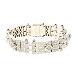 BRACELET: [1] 18 karat white gold tested bracelet, 8.5 inches long; (416) round brilliant diamonds, 