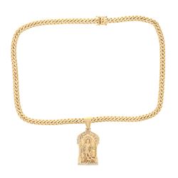 NECKLACE & PENDANT: [1] 14kt yellow gold Cuban link necklace, 9.30MM, 28"; [1] 14kt yellow and white