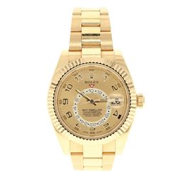 ROLEX: 18ky Rolex Skydweller watch; 42mm case, white dial, fluted bezel, 40 jewel annual calendar, o