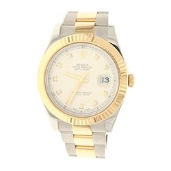 WATCH: [1] Man's 18KYG & S/Steel Rolex Oyster Perpetual  Datejust II Superla, cream color  diamond d