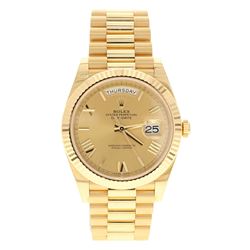 WATCH: [1] 18KYG Man's Rolex Oyster Perpetual Day/Date II, 41mm case, 31 jewel, 18KT fluted bezel, w