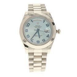 WATCH: [1] Man's Platinum Rolex Oyster Perpetual Presidential II Day/Date light blue dial, blue Arab
