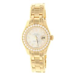WATCH: [1] 18KYG Lady's Rolex Oyster Perpetual Pearl Master Date, MOP dial, 32 diamond bezel, 29.0mm