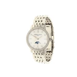 WATCH: [1] Lady's S/Steel mid size Frederique Constant Depose watch, MOP dial, 67 diamond bezel, moo